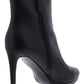 Nine West Botas de couro femininas pretas com plataforma acolchoada Querida, bico fino e zíper, tamanho 9 M