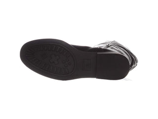 Botas femininas American Rag pretas com fivela e zíper, bico redondo, salto bloco, 6 m