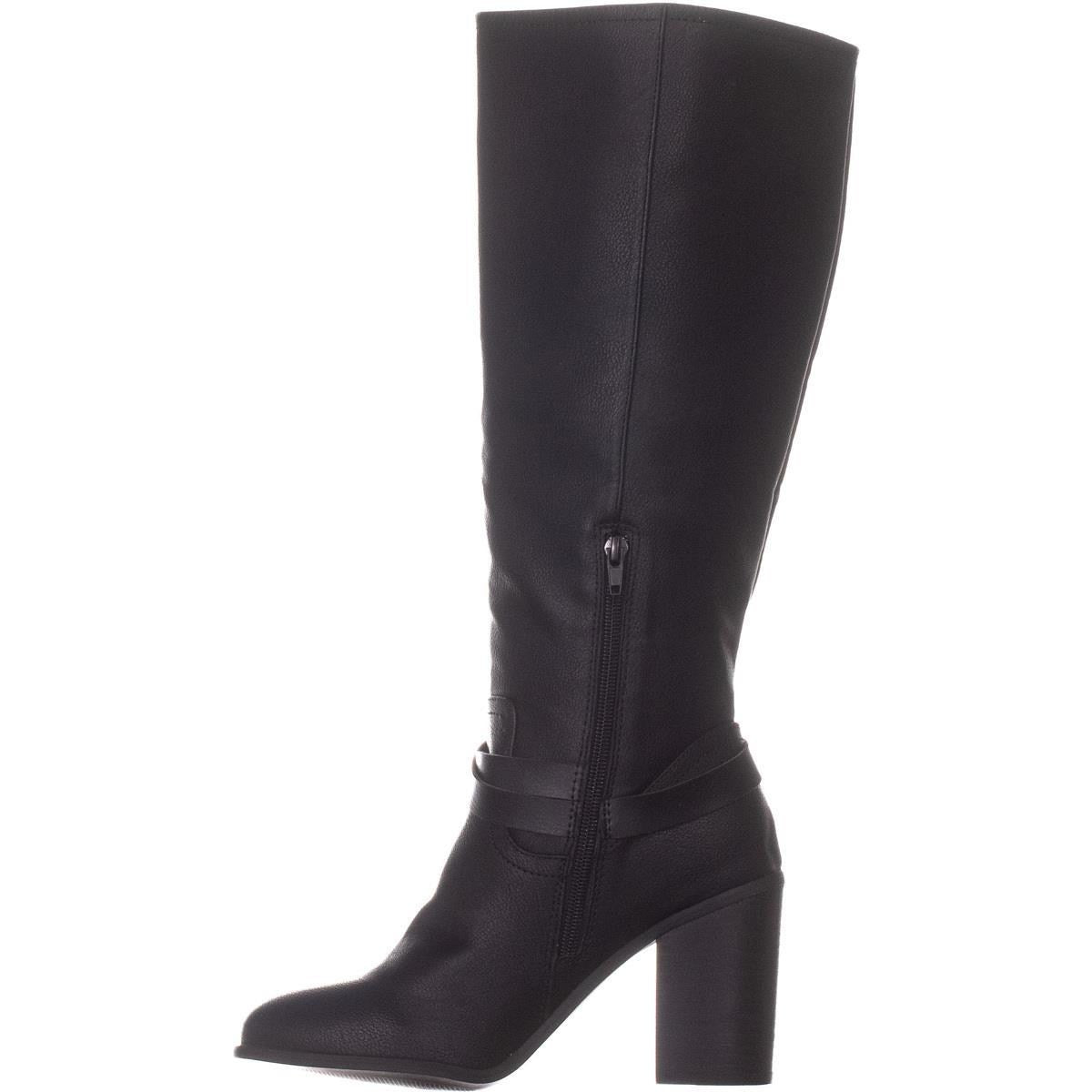 Botas femininas Madden Girl Edrea Almond Toe até o joelho, tamanho 9,5, pretas