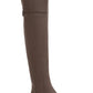 Botas femininas Sun Stone Bege bico redondo salto bloco zíper marrom tamanho 8,5