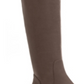 Botas femininas Sun Stone Bege bico redondo salto bloco zíper marrom tamanho 8,5