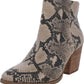 Bota feminina Sun Stone com estampa animal bege, bico fino, salto bloco e zíper, 8,5
