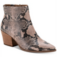 Bota feminina Sun Stone com estampa animal bege, bico fino, salto bloco e zíper, 8,5