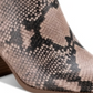 Bota feminina Sun Stone com estampa animal bege, bico fino, salto bloco e zíper, 8,5