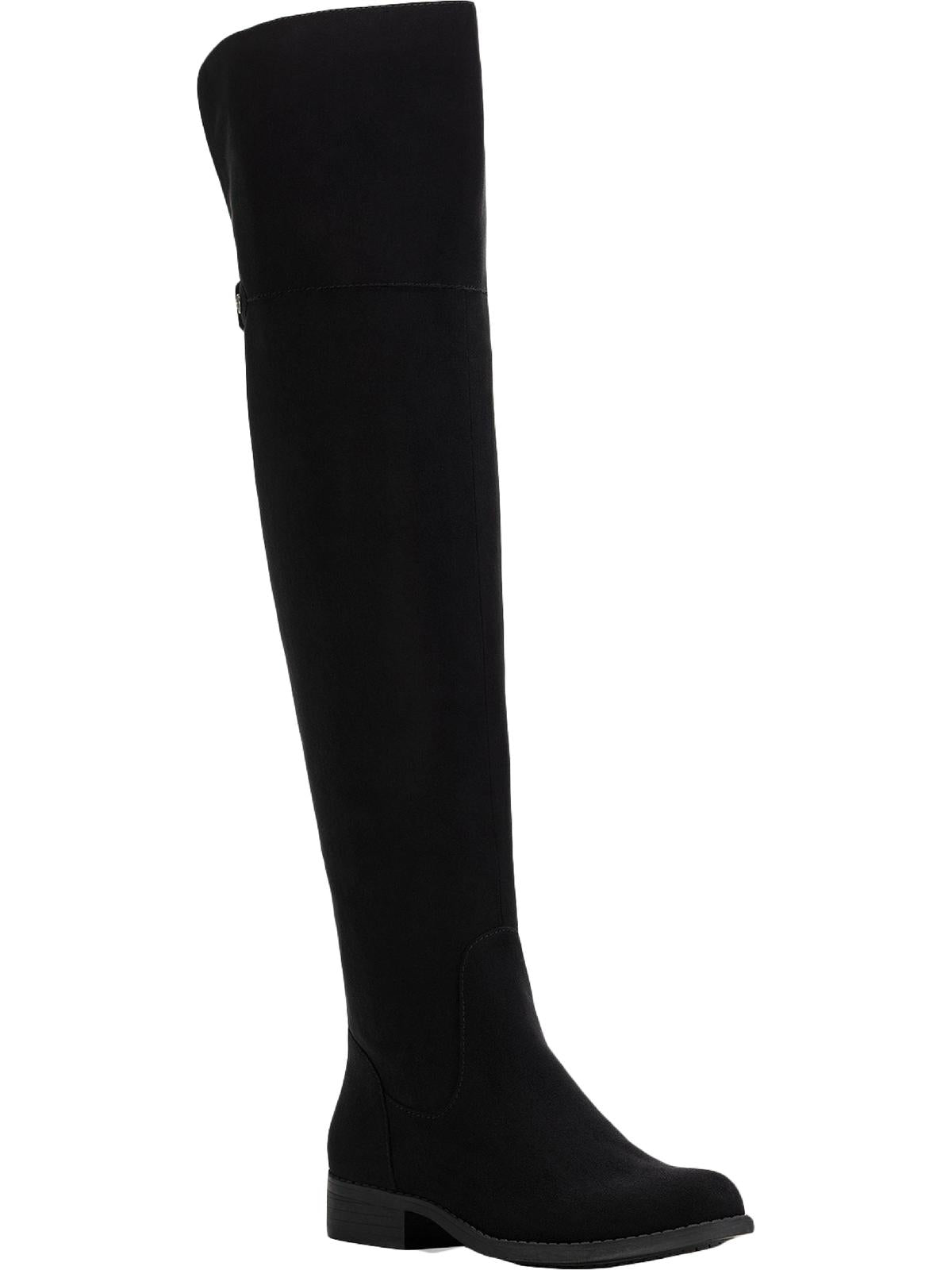 Botas femininas Sun + Stone Allicce de cano largo acima do joelho, tamanho 9, pretas
