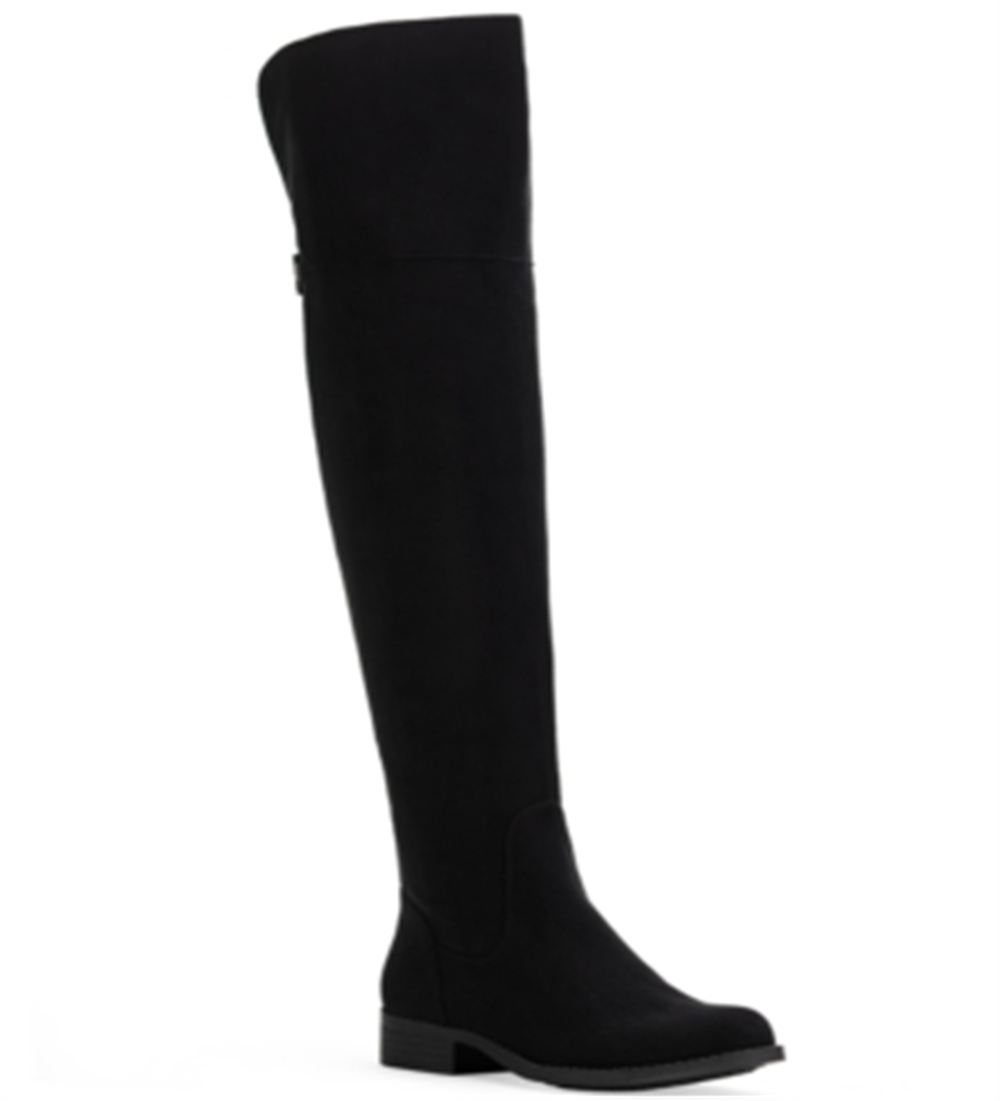 Botas femininas Sun + Stone Allicce de cano largo acima do joelho, tamanho 9, pretas