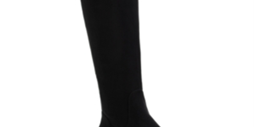 Botas femininas Sun + Stone Allicce de cano largo acima do joelho, tamanho 9, pretas