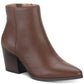 American Rag Botas femininas de couro marrom com amortecimento e conforto Eryn, bico fino, salto bloco e zíper, 6 m