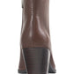 American Rag Botas femininas de couro marrom com amortecimento e conforto Eryn, bico fino, salto bloco e zíper, 6 m