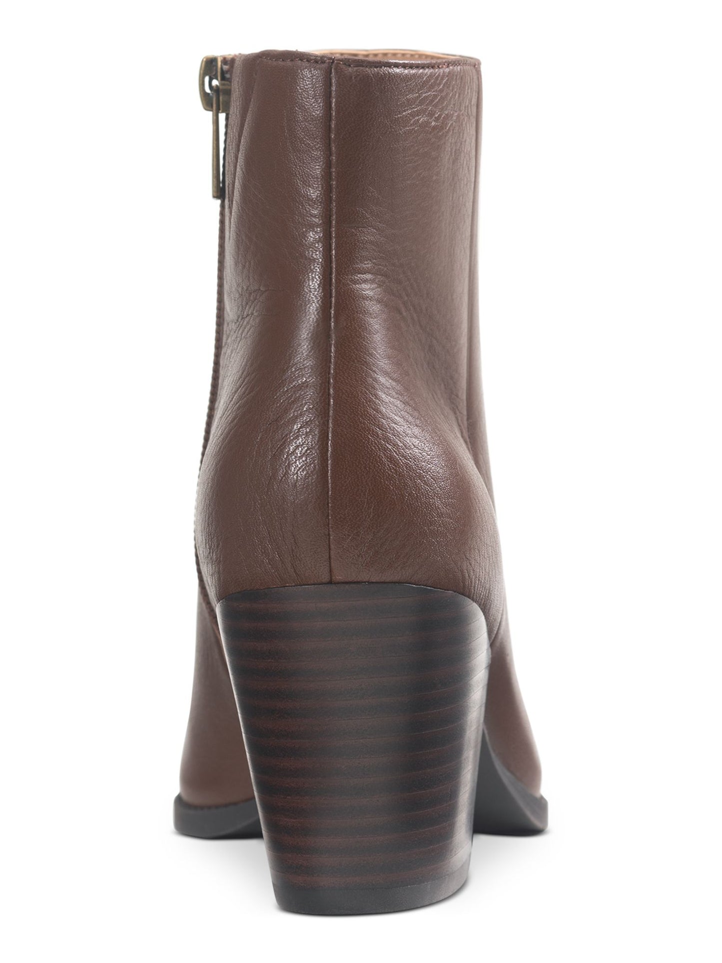 American Rag Botas femininas de couro marrom com amortecimento e conforto Eryn, bico fino, salto bloco e zíper, 6 m