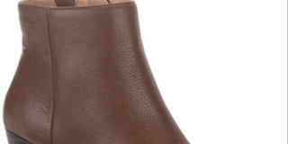 American Rag Botas femininas de couro marrom com amortecimento e conforto Eryn, bico fino, salto bloco e zíper, 6 m