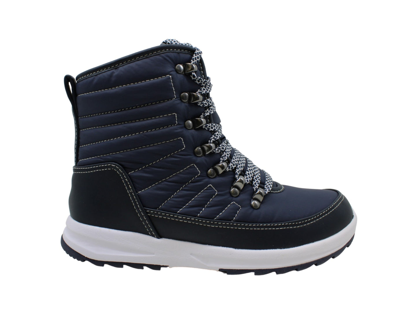 Botas femininas Khombu Elsa de pele sintética com bico fechado e cano curto para clima frio, azul, tamanho 6,5 M