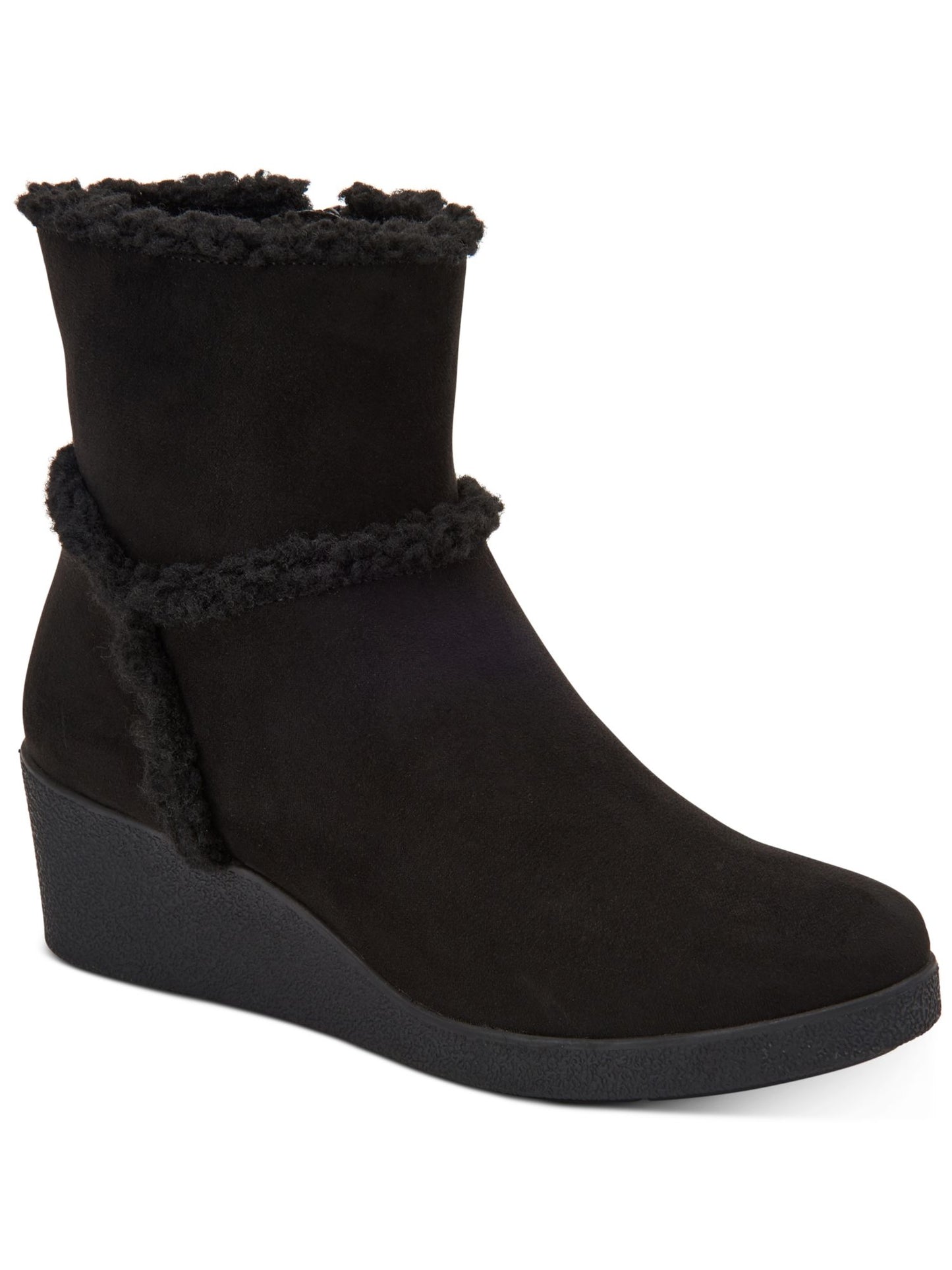 Botas femininas pretas Jordanyy bico redondo salto plataforma com zíper tamanho 10M