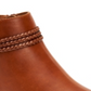 Botas femininas Style &amp; Co com recortes laterais trançados Felicity bico redondo salto bloco zíper marrom tamanho 9,5 M