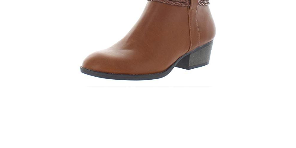 Estilo &amp; Co. Felicity feminino, bico redondo, couro sintético, liso, cor conhaque, tamanho 9M