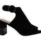 Alfani Floriss Camurça Peep Toe Sandálias Casuais com Tira no Tornozelo Pretas Tamanho 9,5