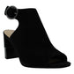 Alfani Floriss Camurça Peep Toe Sandálias Casuais com Tira no Tornozelo Pretas Tamanho 9,5