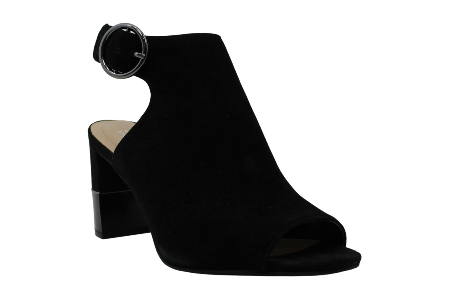 Alfani Floriss Camurça Peep Toe Sandálias Casuais com Tira no Tornozelo Pretas Tamanho 9,5