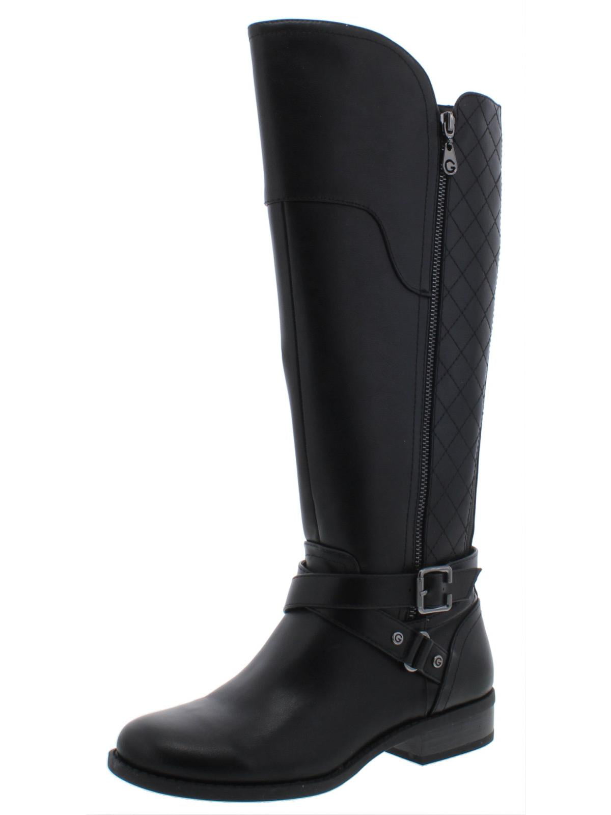 Botas femininas Haydin Leather bico redondo até o joelho, tamanho 8,5 M, G by Guess