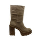 Botas femininas Madden Girl Kaylla com bico fechado falso e cano médio, marrom, tamanho 8,5 M