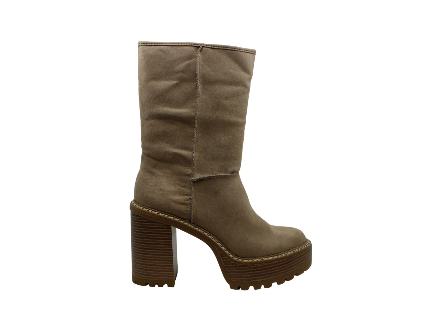 Botas femininas Madden Girl Kaylla com bico fechado falso e cano médio, marrom, tamanho 8,5 M