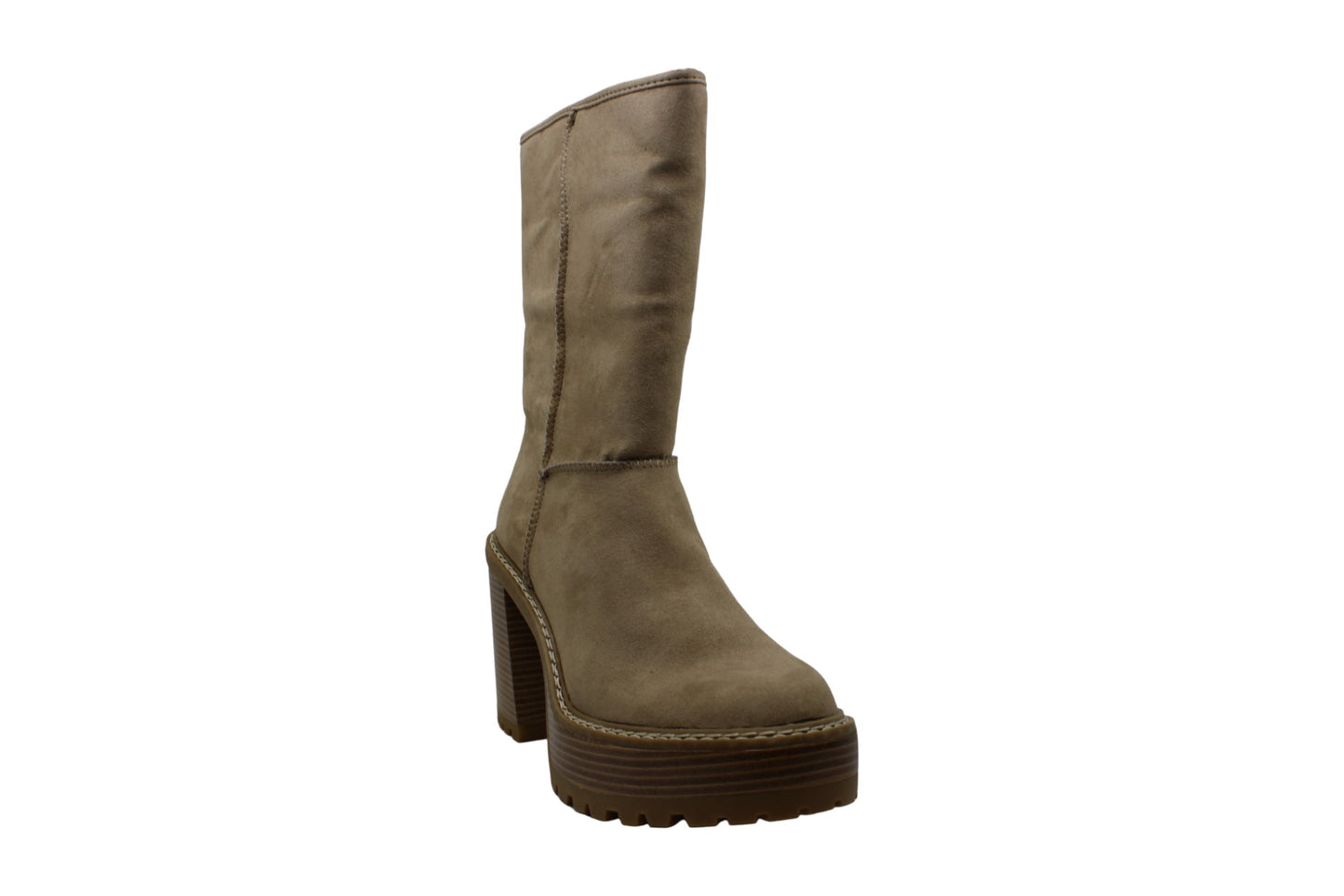 Botas femininas Madden Girl Kaylla com bico fechado falso e cano médio, marrom, tamanho 8,5 M
