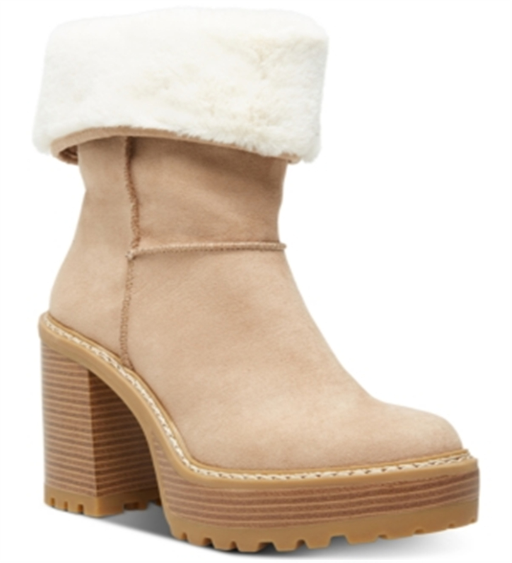 Botas femininas Madden Girl Kaylla com bico fechado falso e cano médio, marrom, tamanho 8,5 M
