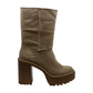 Botas femininas Madden Girl Kaylla com bico fechado falso e cano médio, marrom, tamanho 8,5 M