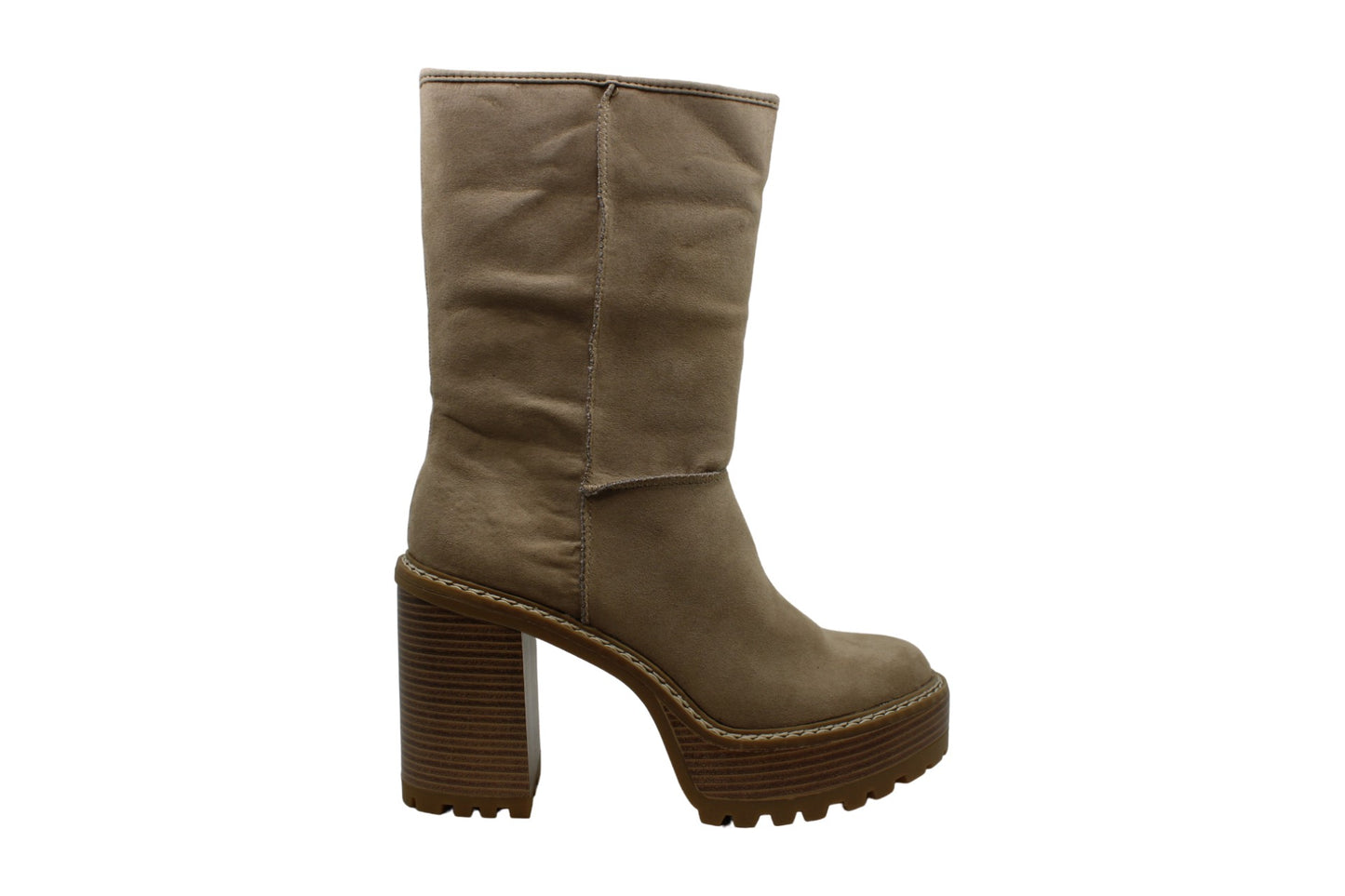 Botas femininas Madden Girl Kaylla com bico fechado falso e cano médio, marrom, tamanho 8,5 M