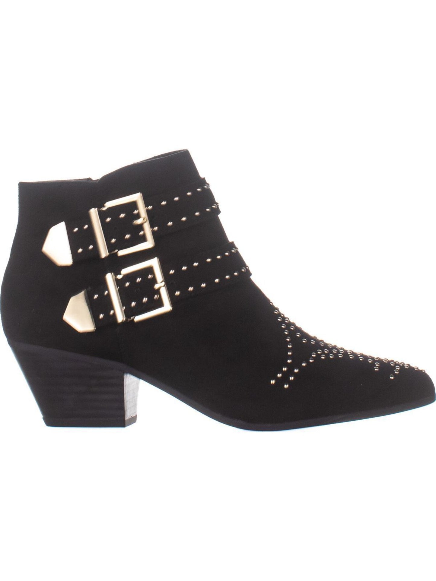 INC International Concepts Botas femininas com salto bloco Iliana, bico amendoado, com fivela confortável e tachas, tamanho 6,5 M