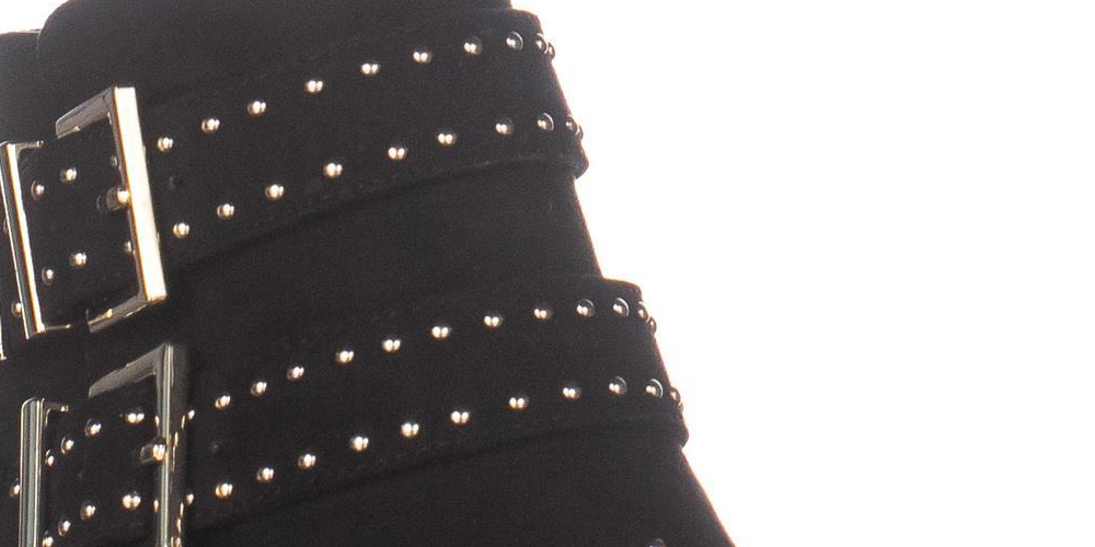 INC International Concepts Botas femininas com salto bloco Iliana, bico amendoado, com fivela confortável e tachas, tamanho 6,5 M
