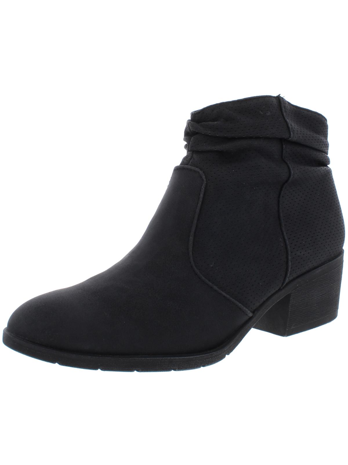 Botas femininas White Mountain Uptown de couro sintético perfuradas até o tornozelo, pretas, tamanho 5 M