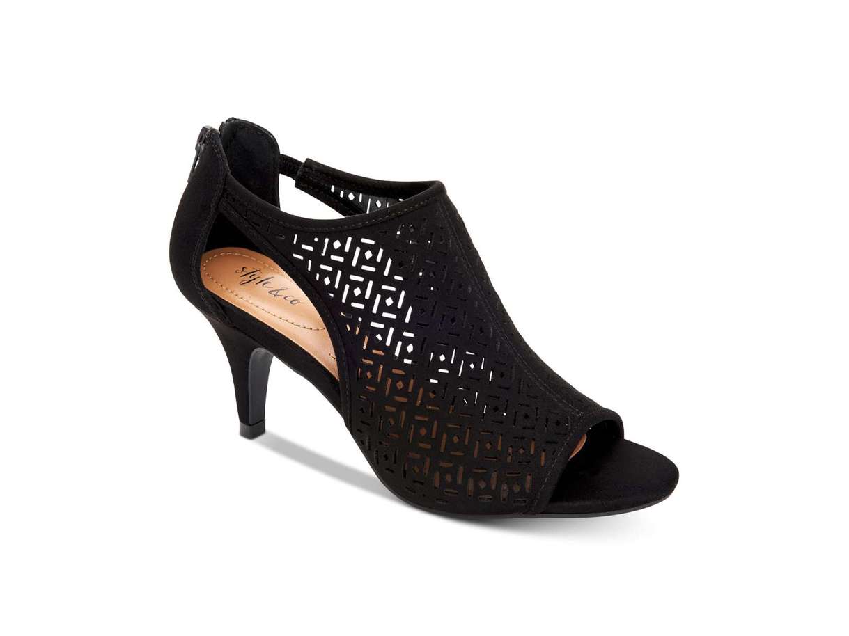 Sapatos Mule Femininos Estilo &amp; Co com Biqueira Aberta para Ocasiões Especiais, Pretos, Tamanho 5 M