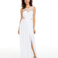 Vestido formal feminino City Studios, sem mangas, com zíper, bordado, decote ilusão, comprimento total, tamanho 7, branco