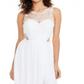 Vestido formal feminino City Studios, sem mangas, com zíper, bordado, decote ilusão, comprimento total, tamanho 7, branco