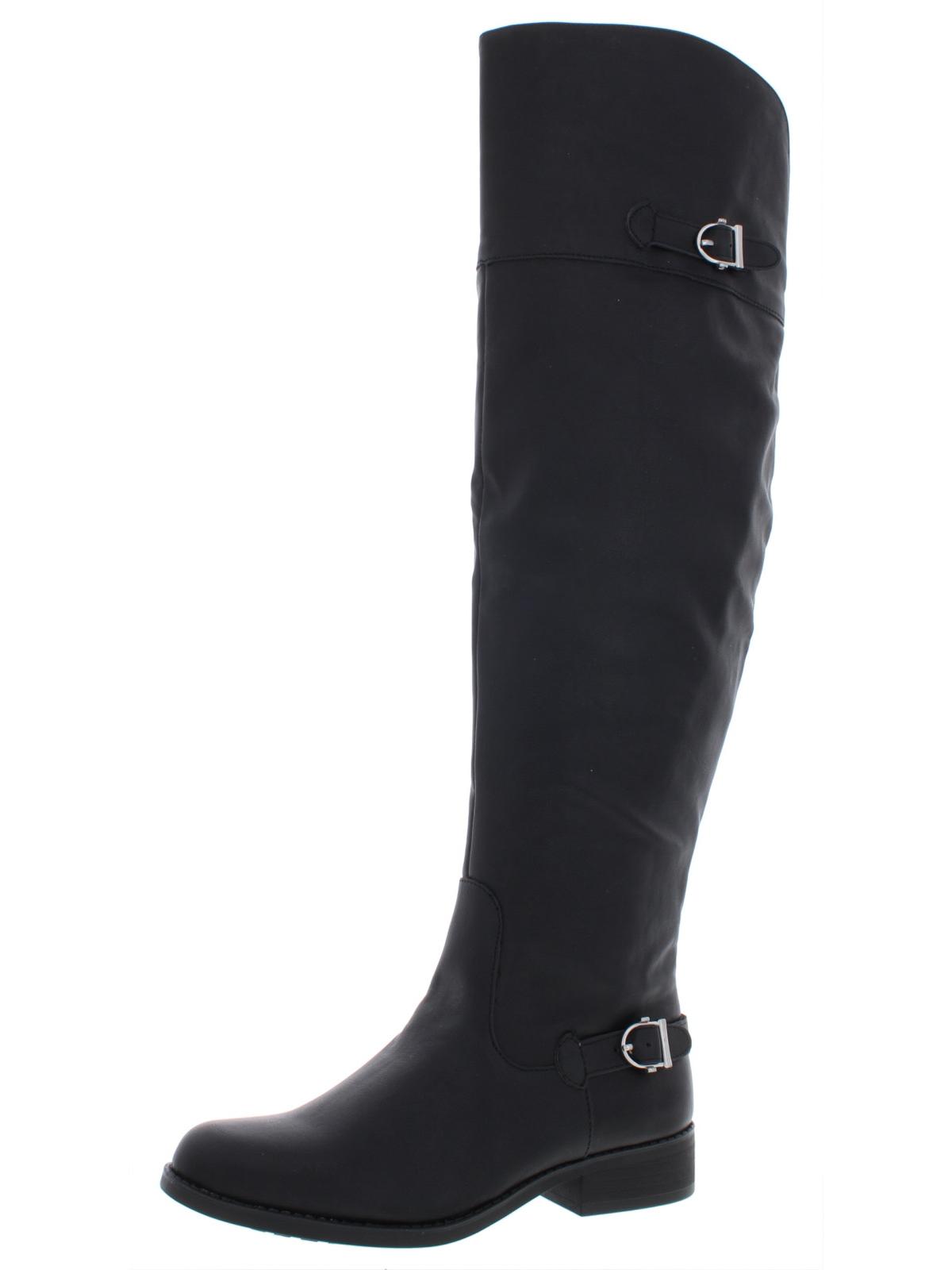 Botas femininas American Rag Adarra de couro sintético acima do joelho, pretas, tamanho 6 M