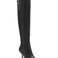 Botas femininas Marc Fisher Thora Leather bico fino acima do joelho, pretas, tamanho 5 M