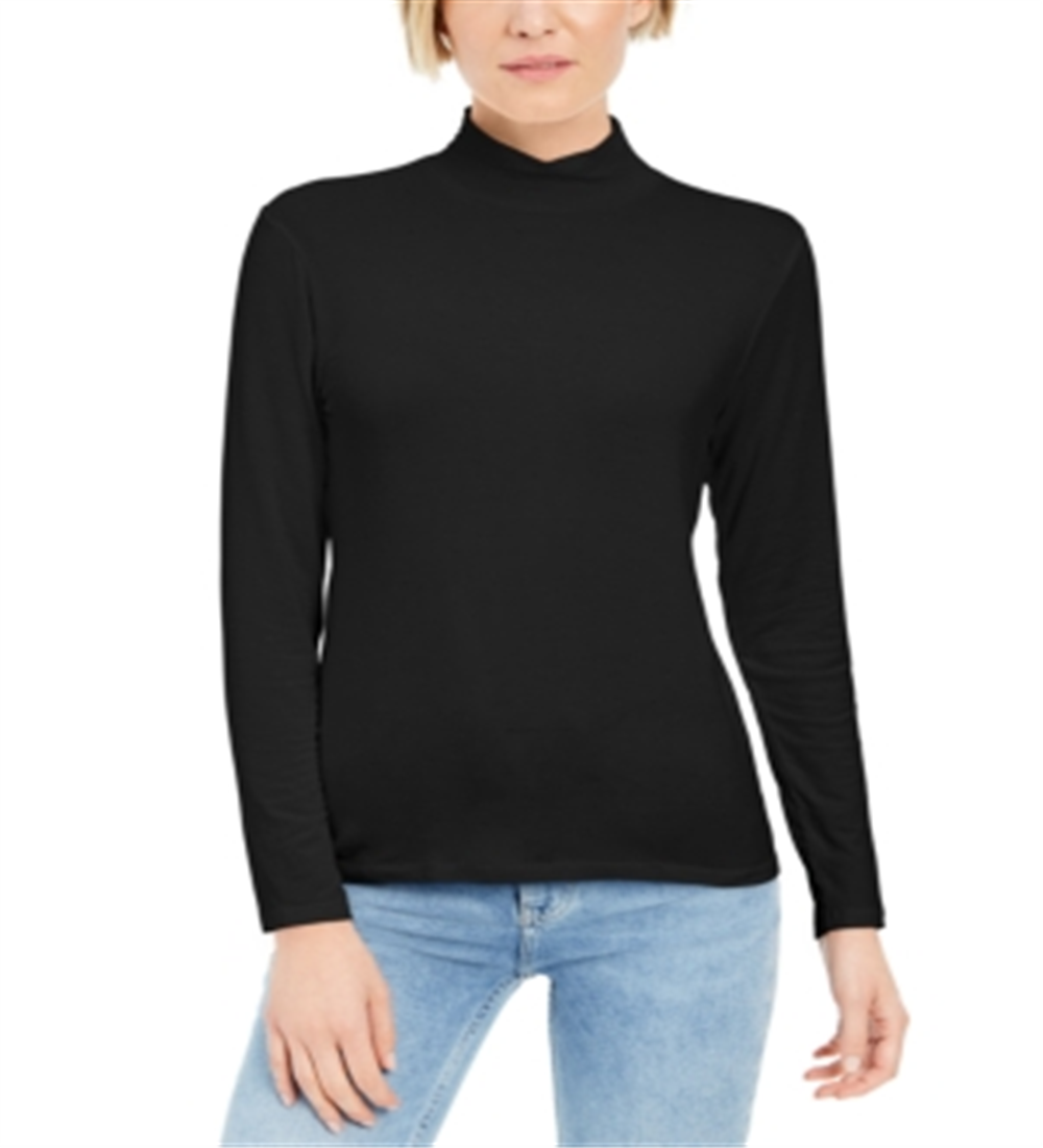 Blusa de gola falsa feminina Style &amp; Co, preta, tamanho pequeno
