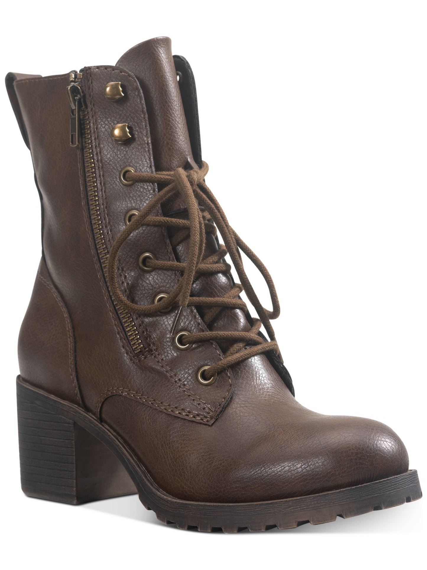 Botas femininas American Rag com salto bloco e bico amendoado, marrom, tamanho 7 M