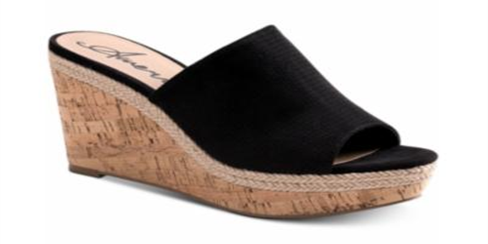 Sandálias plataforma femininas American Rag Shira Peep Toe, pretas, tamanho 10 M