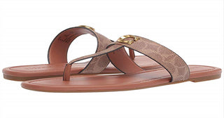 Coach Jessie Leather Aberto Toe Casual Marrom Tamanho 7 B Feminino