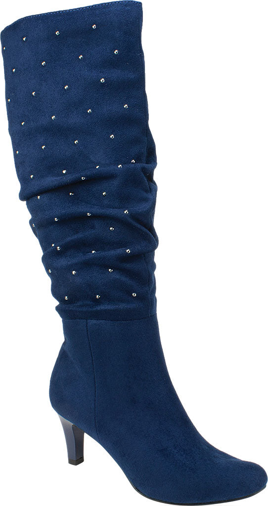 Botas Rialto Canoe Stud Trim Pregas Femininas Azuis Tamanho 9 M