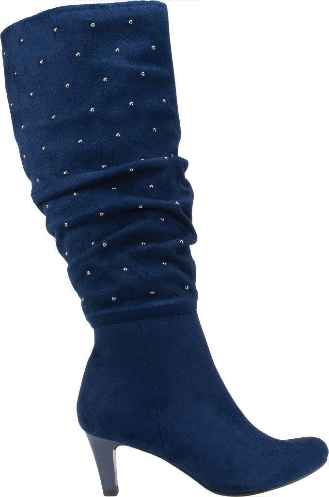 Botas Rialto Canoe Stud Trim Pregas Femininas Azuis Tamanho 9 M