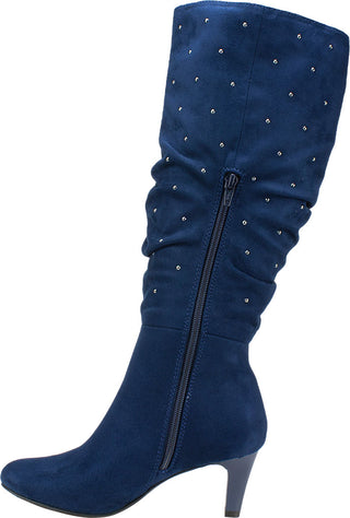 Botas Rialto Canoe Stud Trim Pregas Femininas Azuis Tamanho 9 M