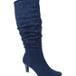 Botas Rialto Canoe Stud Trim Pregas Femininas Azuis Tamanho 9 M