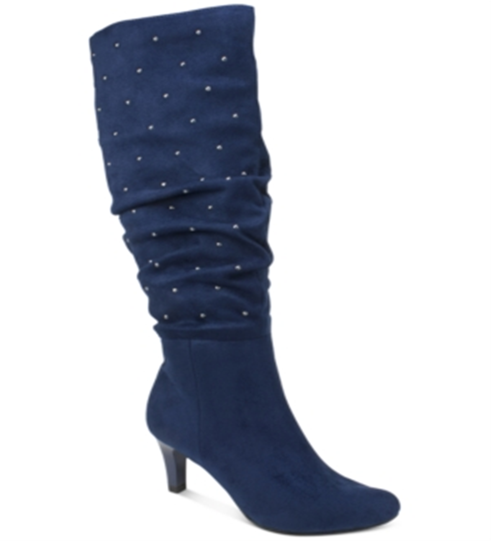 Botas Rialto Canoe Stud Trim Pregas Femininas Azuis Tamanho 9 M