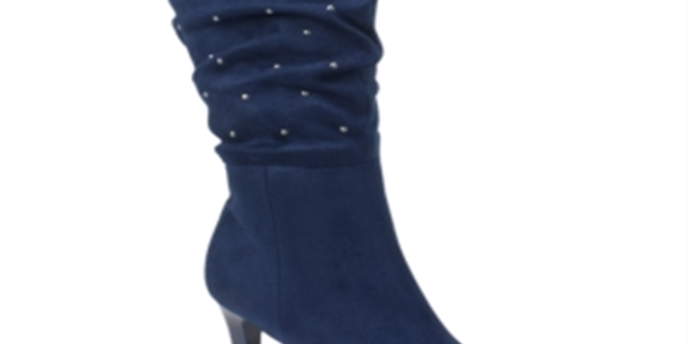 Botas Rialto Canoe Stud Trim Pregas Femininas Azuis Tamanho 9 M