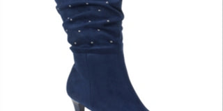 Botas Rialto Canoe Stud Trim Pregas Femininas Azuis Tamanho 9 M