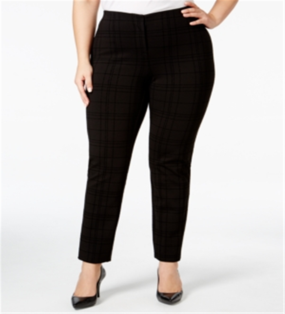 Calça skinny estampada Hollywood Plus da Alfani para mulheres, preta, tamanho 20W