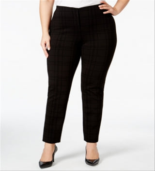 Calça skinny estampada Hollywood Plus da Alfani para mulheres, preta, tamanho 20W